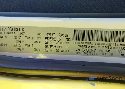 2018 Dodge Durango Citadel z USA, uszkodzony, nr VIN 1C4SDHET4JC111939